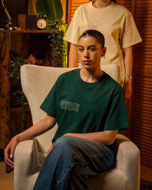 Poppy Flower T-Shirt in Green — model front