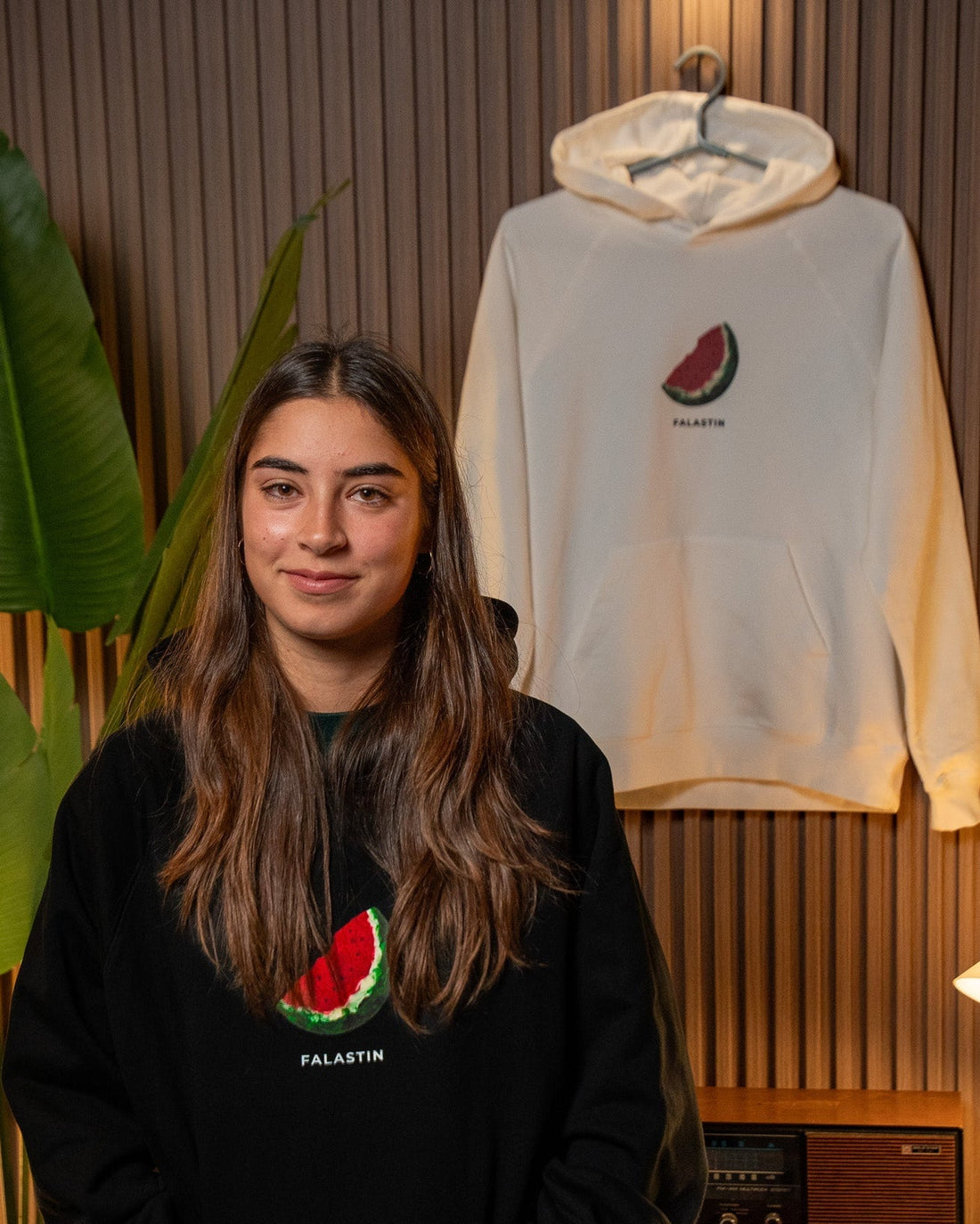 Watermelon symbol hoodie from FALASTIN, the watermelon collection featuring the Palestinian flag colors in everyday apparel