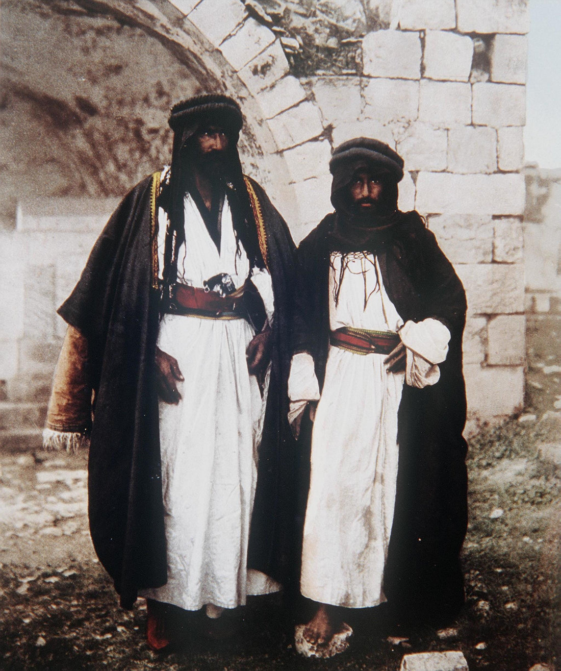 Traditional Palestinian men's dress featuring the sirwal trousers, historical photograph