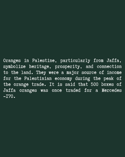 Jaffa Orange T-Shirt – typewriter text close-up, green colorway
