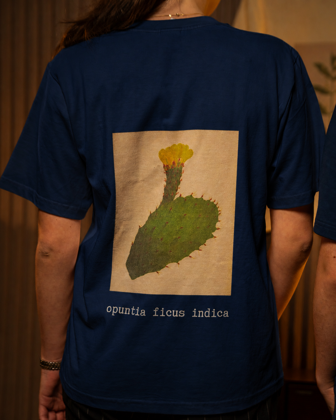 Cactus Flower T-Shirt in Blue — model back