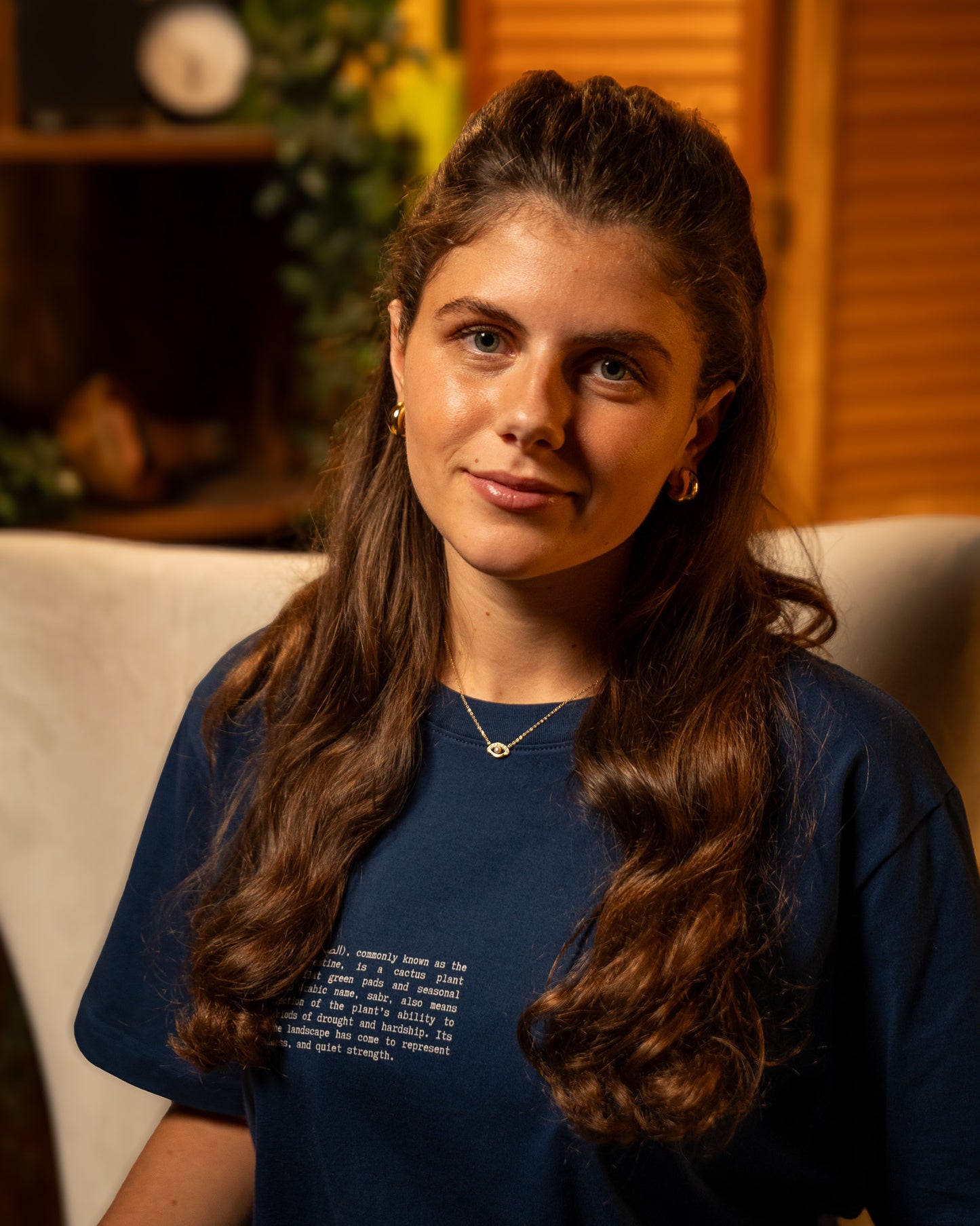 Cactus Flower T-Shirt in Blue — model front