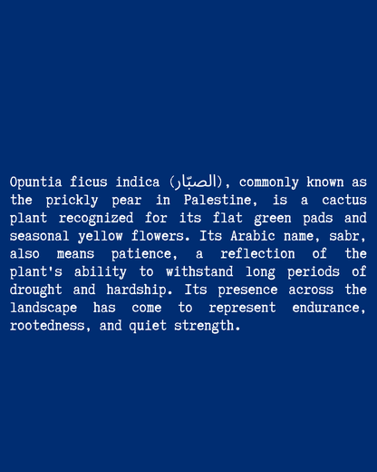 Cactus Flower T-Shirt close-up text — Blue