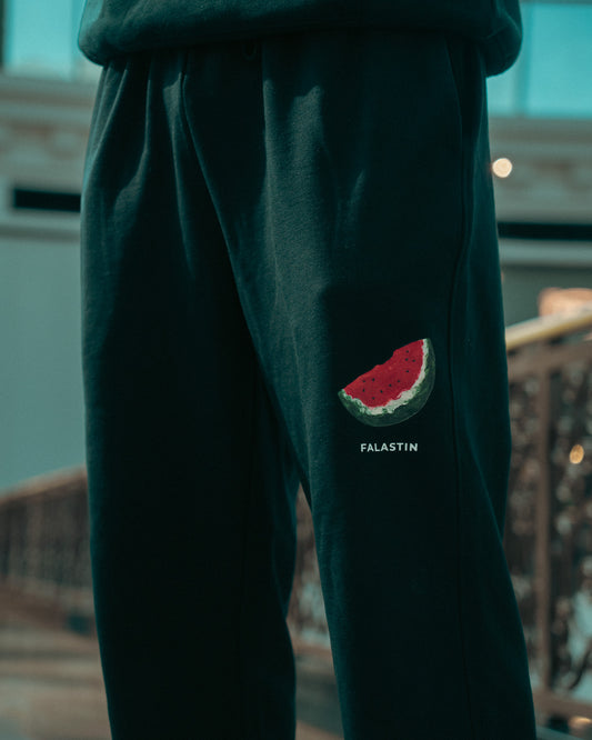 Watermelon Sweatpants — watermelon pattern, Palestinian flag colours — FALASTIN