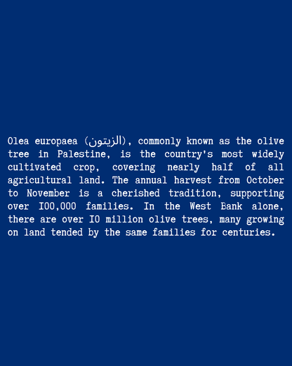 Olive Flower T-Shirt close-up text — Blue