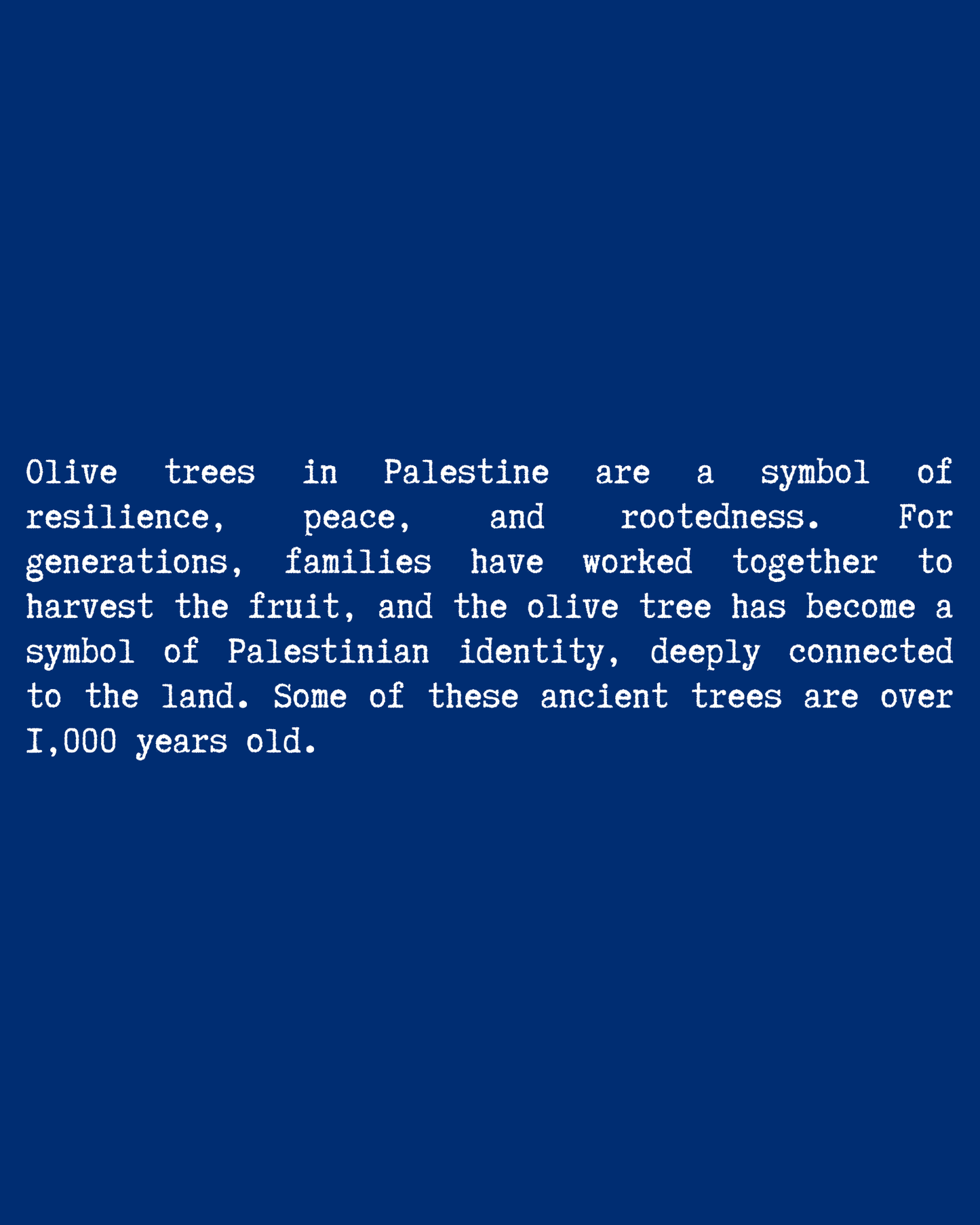 Olive Tree T-Shirt close-up text — Blue
