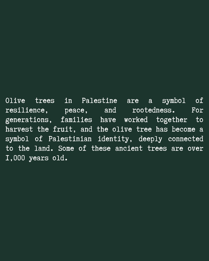Olive Tree T-Shirt close-up text — Green
