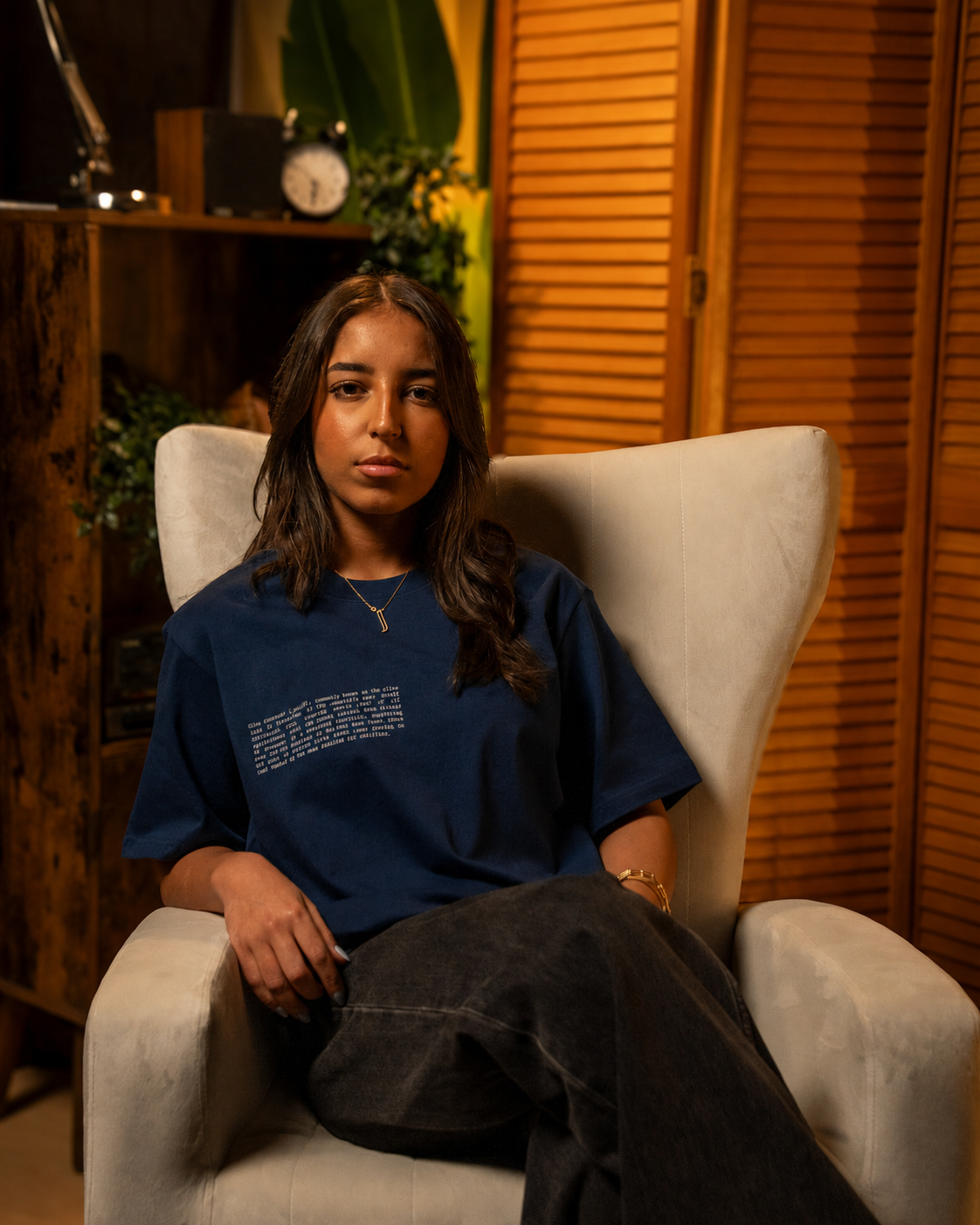 Poppy Flower T-Shirt in Blue — model front